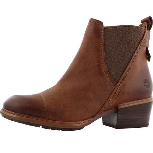 Timberland Sutherlin Bay Brown Leather Stretch Chelsea Ankle Boot | Size 6 - Picture 1 of 13